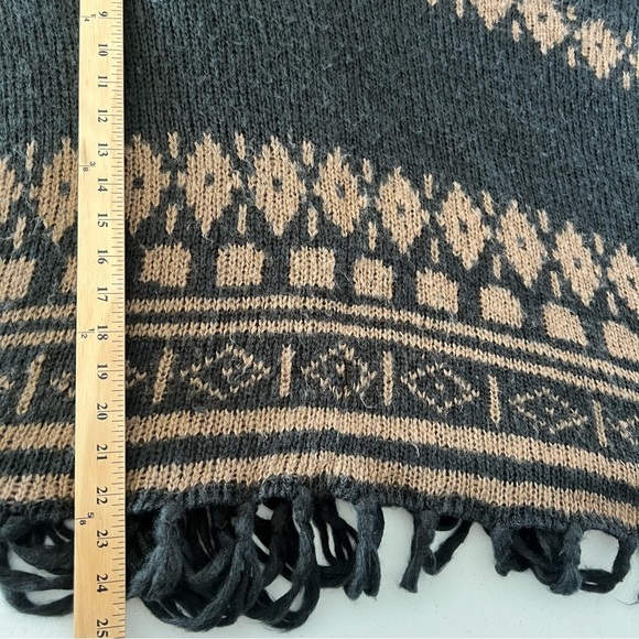 Wooden Ships Cowl Neck Poncho Sweater Womens Mohair Wool Blend Fringe Black X/S - Picture 9 of 11